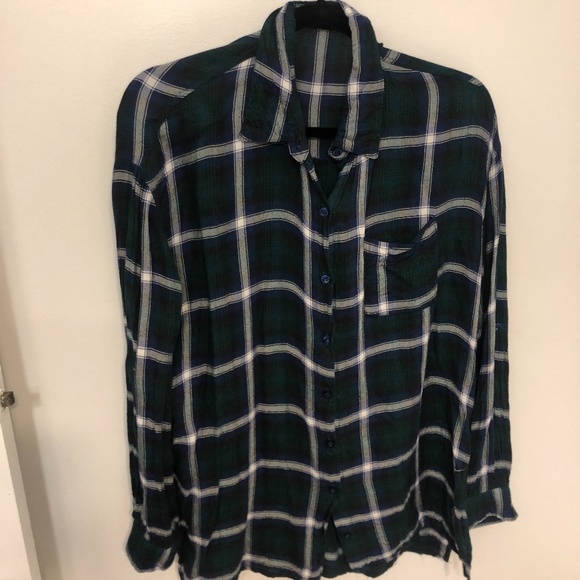 MINE - GREEN/BLUE PLAID BUTTON DOWN - Picture 1 of 2
